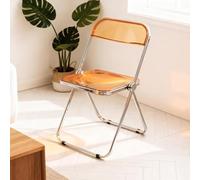 TAO ONE Chaise Pliable Moderne Transparente - Chaises Pliantes en Acrylique - Siège Cristal Empilable en Acrylique Fantôme - Siège de Salon en Plastique de Luxe - Chaise d’Accent à Cadre Chrome - Brun