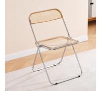 TAO ONE Chaise pliante en acrylique : Chaise chromée claire moderne - Assise transparente en cristal Lucite - Chaise élégante empilable en plastique pliante pour salle à manger, salon, coiffeuse