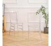TAO ONE Lot de 2 chaises Napoléon transparentes en acrylique transparent, chaises de salle à manger modernes en plastique, chaises sans accoudoirs en cristal transparent pour mariage, banquet, fête