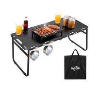 TAO ONE Table Pliante Portable, Table de Camping Basse avec Sac de Transport, Compacte pour Jardin, Voyage et Barbecue, Métal Noir