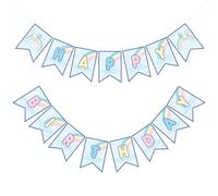 TaoBary Bannière d'anniversaire pré-cordée à suspendre avec motif chien de dessin animé bleu - Décorations de fête sur le thème du chien kawaii - Bannières pour filles et femmes - Fournitures de fête