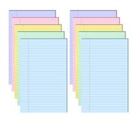 TaoBary Lot de 10 blocs-notes légaux 12,7 x 20,3 cm, 500 feuilles lignées, couleur pastel