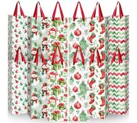 TaoBary Lot de 12 sacs à vin de Noël avec poignées - Sacs cadeaux en papier pour Noël, fêtes, festivals, centres de table (classique)
