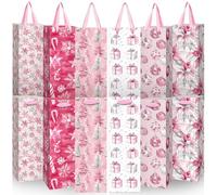 TaoBary Lot de 12 sacs de vin de Noël avec poignées - Sacs cadeaux en papier pour Noël, fêtes, festivals, centres de table (élégants)