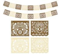 TaoBary Lot de 2 bannières Picado en papier « Day of the Dead » - Décorations pour autel - Fête mexicaine Cinco de Mayo - Fournitures de fête sur le thème du jour des morts