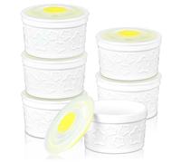 TAOCIGOU Lot de 6 moules à soufflé en céramique - Diamètre : 10 cm - 240 ml - Avec couvercle - Bol à dessert et étuis à tarte pour cuisson et serving, mini casserole - Étoile