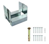 TAODAN Base de poteau de terrasse de 10,2 cm en béton - Base de pied de tonnelle en acier galvanisé pour porche, balustrade, clôture, poteaux de boîte aux lettres