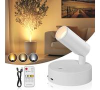 TaoFiaCo Spots LED Rechargeable Sans Fil Intérieur Blanc - Applique Murale USB avec Télécommande 3 Couleurs Dimmable - Spots LED Muraux Sans Fil pour Éclairage de Tableaux Plantes et Chambre
