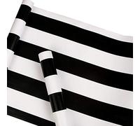 Taogift Papier peint autocollant en vinyle à rayures noires et blanches pour étagère, tiroir, armoire, meubles, papier peint amovible (45,7 x 293 cm)