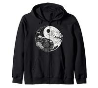 Taoïsme noir et blanc symbole yin yang sur nature yin yang Sweat à Capuche