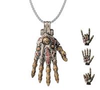 Taoist Mechanical Bionic Hand Pendant,Steampunk Mechanical Hands Pendant Necklace,Movable Finger Joints Robot Hand Charm Jewelry Gift for Men Women