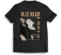 TAOKEBEAR Billie Holiday Retro Style Concert Unisex O-Neck 100% Cotton Short-Sleeve T-Shirts Black L