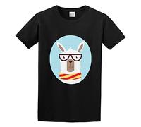 TAOKEBEAR Hipster Llama with Glasses and Scarf Jacob Zelazny Transparent Unisex 100% Cotton Short-Sleeve T-Shirts Black S