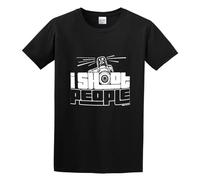 TAOKEBEAR I Shoot People Funny Photography Camera Novelty Humor Unisex 100% Cotton Short-Sleeve T-Shirts Black XXXL