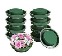 TAOLE Lot de 10 blocs ronds en mousse florale avec bol pour arrangement de fleurs artificielles, éponge humide pour travaux manuels, mariage, allée, décoration de fête