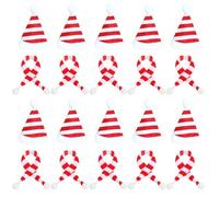 TaoLiMuTX Lot de 20 mini bonnet de noel et écharpe - Petit bonnet noel - Il peut servir à décorer des œufs, Des bonbons, Des bouteilles, Des décorations de Noël
