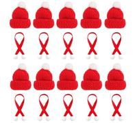 TaoLiMuTX Mini chapeau de Noël, Pack de 20 mini chapeaux de Noël et un ensemble mini foulard, Décoration de bouteille Noël, Petits chapeaux de Noël adaptés