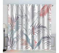 TAOLU Rideau Occultant Feuille De Palmier Rideaux 3D imprimé Thermique Isolant Anti Froid pour Décoration Salon Chambre Fenêtre Anti Bruit Plantes Tropicales Fleurs Rideau Polyester 2 Pièces 220x215