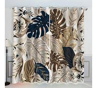 TAOLU Rideau Occultant Feuille De Palmier Rideaux 3D imprimé Thermique Isolant Anti Froid pour Décoration Salon Chambre Fenêtre Anti Bruit Plantes Tropicales Fleurs Rideau Polyester 2 Pièces 220x215