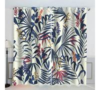 TAOLU Rideau Occultant Feuille De Palmier Rideaux 3D imprimé Thermique Isolant Anti Froid pour Décoration Salon Chambre Fenêtre Anti Bruit Plantes Tropicales Fleurs Rideau Polyester 2 Pièces 150x166