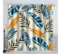 TAOLU Rideau Occultant Feuille De Palmier Rideaux 3D imprimé Thermique Isolant Anti Froid pour Décoration Salon Chambre Fenêtre Anti Bruit Plantes Tropicales Fleurs Rideau Polyester 2 Pièces 183x214