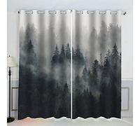 TAOLU Rideau Occultant Forêt De Sapins Rideaux 3D imprimé Thermique Isolant Anti Froid pour Décoration Salon Chambre Fenêtre Anti Bruit Paysage Nature Rideau Polyester 2 Pièces 220x215