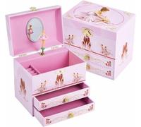 TAOPU Boîte à bijoux musicale avec ballerine rotative pour filles de 3 à 12 ans avec 2 tiroirs, boîte à bijoux pour enfants de 3 à 12 ans