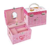 TAOPU Boîte à Bijoux Musicale en Forme de Dôme avec Poignée en Perle et Boîte à Musique avec Ballerine Dansante pour Fille