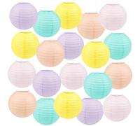 TaoQ C 20 Pièces lanternes en papier colorées, 20 cm Macaron couleur suspendue lanternes en papier rond lanternes pour mariage anniversaire bébé douche salle de classe