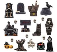 TaoQ C 21 Pièces Halloween Miniatures Figurines Figures en résine Halloween Ornaments fantôme Squelette Citrouille Miniatures pour Fête d'horreur Décoration de Table pour la Maison