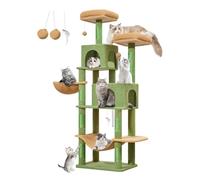 Taoqimiao Arbre à chat MS013T - Tour à chat de 167 cm pour chat d'intérieur - Niche en peluche multi-niveaux avec 12 griffoirs, 2 perchoirs, 2 grottes, hamac, 2 pompons, cactus MS013T