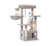 Taoqimiao Arbre à chat - Tour à chat de 95 cm pour chats d'intérieur - Convient pour les chatons avec niche luxueuse avec paniers réglables et perchoir luxueux gris clair MS029SW