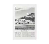 Taos Pueblo Impression sur toile de paysage rétro de ville du Nouveau-Mexique, Paysage des États-Unis, noir et blanc, 30 x 45 cm
