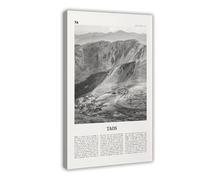Taos - Toile murale rétro avec logo du Nouveau-Mexique, États-Unis, États-Unis, noir et blanc, 60 x 90 cm