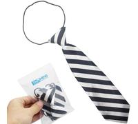 TAOSHENG Cravate élastique tendance pour enfants, 29 cm de long, à rayures modernes, pré-nouée pour garçons et filles, mariage, remise de diplôme, uniformes scolaires, larges rayures noires et