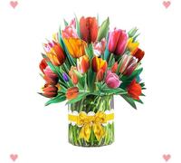 TaoTaoChong Carte de vœux pop-up 3D en forme de bouquet de fleurs en papier avec enveloppe et carte de notes, cadeau d'anniversaire pour la fête des mères et des enseignants, 33 cm