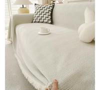 TAOTAOGO Grande Couverture Douce en Chenille pour canapé 1 Place - Jeté de canapé et de lit C Blanc cassé - 180 x 150 cm
