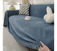 TAOTAOGO Grande Couverture en Chenille Douce pour canapé 2 ou 3 Places - Jeté de canapé et de lit C Bleu 180 x 300 cm
