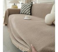 TAOTAOGO Grande Couverture en Chenille Douce pour canapé 4 Places - Jeté de canapé et de lit C Camel 180 x 380 cm
