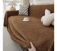 TAOTAOGO Grande Couverture en Chenille Douce pour canapé 4 Places - Jeté de canapé et de lit C Chocolat 180 x 380 cm
