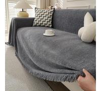 TAOTAOGO Grande Couverture en Chenille pour 2 à 3 Places - Jeté de canapé Extra Large pour canapé, Chaise et lit C Gris 230 x 300 cm