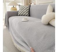 TAOTAOGO Grande Couverture en Chenille pour canapé 4 Places, jeté de canapé Extra Large pour canapé, Chaise, canapé et lit C, Gris Clair, 230 x 380 cm