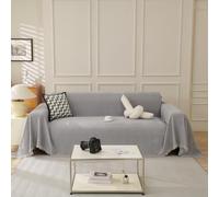 TAOTAOGO Housse de canapé d'angle en tissu chenille de style bohème lavable en forme de L, réversible avec pompons Protection de meubles Noir clair 180 x 260 cm