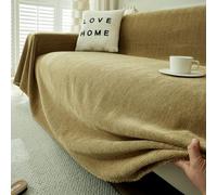 TAOTAOGO Housse de canapé pour canapé 2 3 Places, Couvre-canapé en Chenille Lavable Recto-Verso avec Franges, pour canapé d'angle en L, Utilisable Toute l'année, B Jaune 180x300cm