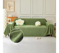 TAOTAOGO Housse de canapé pour canapé 2 3 Places, Couvre-canapé en Chenille Lavable Recto-Verso avec Franges, pour canapé d'angle en L, Utilisable Toute l'année, B Vert 230x300cm