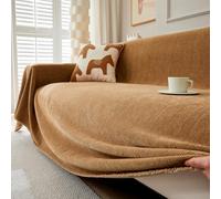 TAOTAOGO Housse de canapé pour canapé 3 Places, Couvre-canapé en Chenille Lavable Recto-Verso avec Franges, pour canapé d'angle en L, Utilisable Toute l'année, B Orange 180x340cm