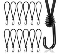 TaoTazon Lot de 12 tendeurs en caoutchouc avec crochets - 16 cm - Multifonctionnels - Très résistants - Avec crochets - Pour remorques de transport stationnaires, bannières, tentes - Noir