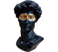 Taotenish Statue de tête de David grec - Classique, moderne, simple - Résine noire - 15,2 cm H x 15,2 cm l x 15,2 cm P - Décoration de maison et de bureau