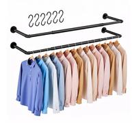 Taotigzu Tringle Vetement Murale Lot de 2 Extensible Porte Vêtements Mural Industriel 111.5cm Portemanteaux Muraux,Multifonction Barre Dressingpour Salon,Chambre,Gain de Place