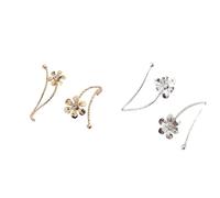 Taoxekoro Lot de 4 embrasses de rideaux modernes et luxueuses en forme de feuille d'érable - 2 pinces à rideaux en métal doré et argenté, style nordique, embrasses décoratives pour fenêtres de maison